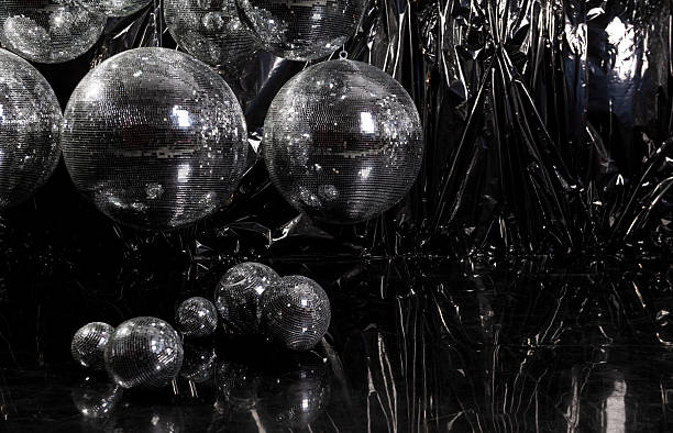 Disco mirrorball installation background creating nightlife party atmosphere