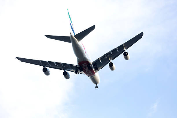 İstanbul, Turkey - January 26, 2026: An Emirates Airlines Airbus A380 aircraft is taking off from Istanbul Airport.