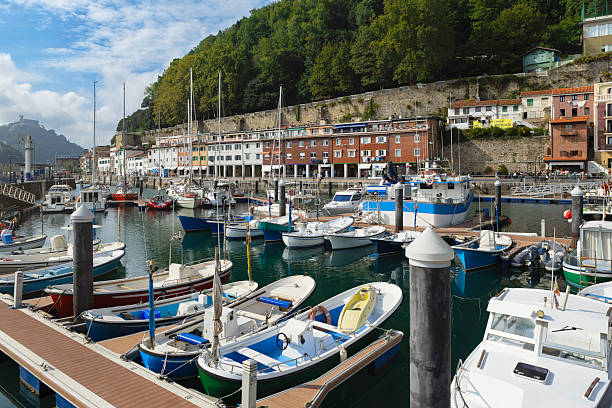 Harbor and seaside in San Sebastian next to the old town.
