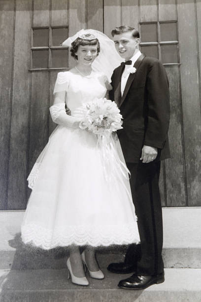 istock Vintage 1958 couple on their wedding day 2262835234