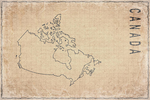 Antique Map of Canada on Aged Paper, Historical Map. NASA public domain imagery used as reference. Manually created, simplified country outline.