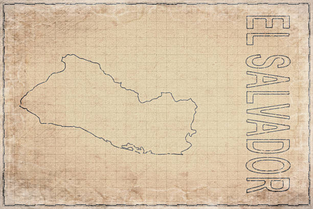 Antique Map of El Salvador on Aged Paper, Historical Map. NASA public domain imagery used as reference. Manually created, simplified country outline.