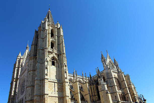 Catedral de Leon under blue sky in July 2024 Carvings and stone towers