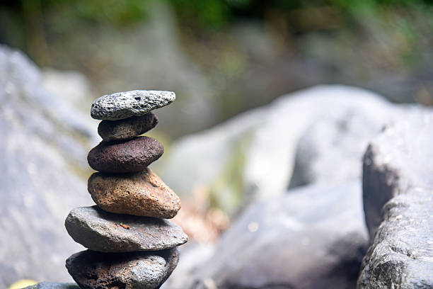 istock Natural river stone foreground in the forest, with blurry  nature background 2262902152