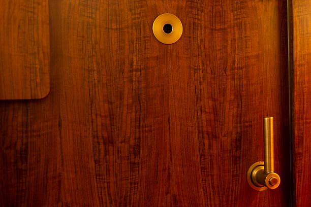 Wood panel gulfstream g cabin hardware showcasing brass lever and precision latch on warm veneer, tactile finish reflecting ambient light and highlighting joinery and ergonomic