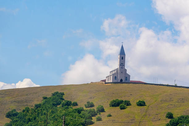 It is located on a hill in Prizren, Kosovo. It is an iconic Catholic church visible from many points in the city.
