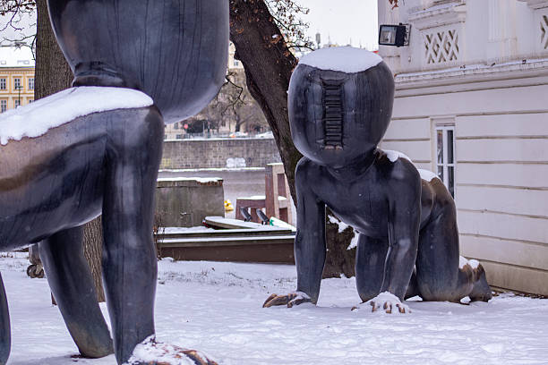 Yuri Dolgorukiy Monument in Kostroma, Russia in the winter.