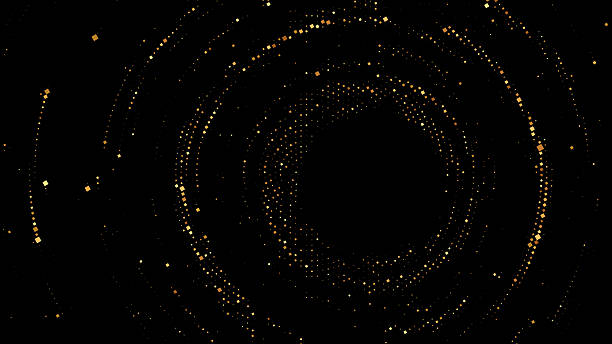 istock Luxury Golden Circular Particle Rings on Black Background Vector for Premium Branding, Perfect for upscale product packaging, award ceremonies, finance presentations, elegant websites and corporate id 2263022394