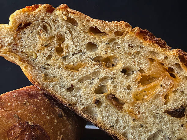 Artisan Sourdough Bread Crumb Texture Close Up