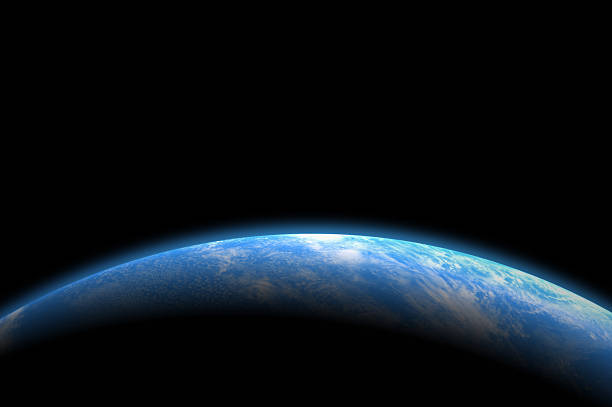 The thin blue line of a habitable planet's atmosphere glowing against the darkness of the outer space. Derived from NASA's Earth image.