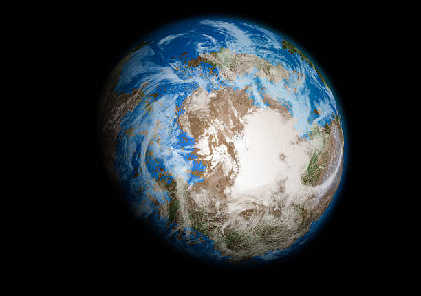 A complete spherical view of a diverse exoplanet with visible terrain, clouds, and oceans isolated on a black background. Derived from NASA's Earth image.