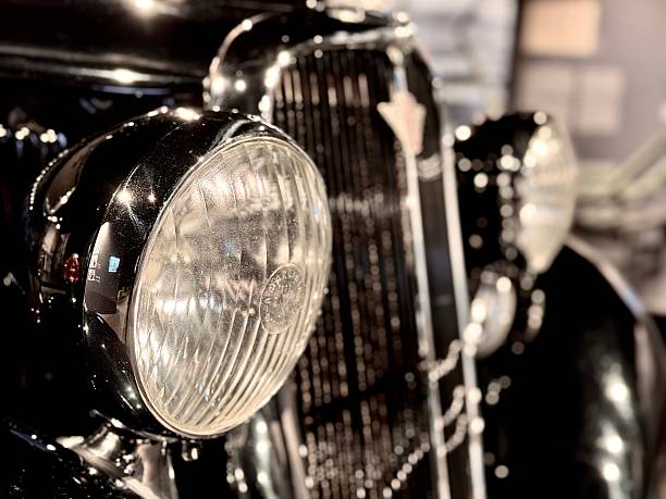 Close up of old car headlights