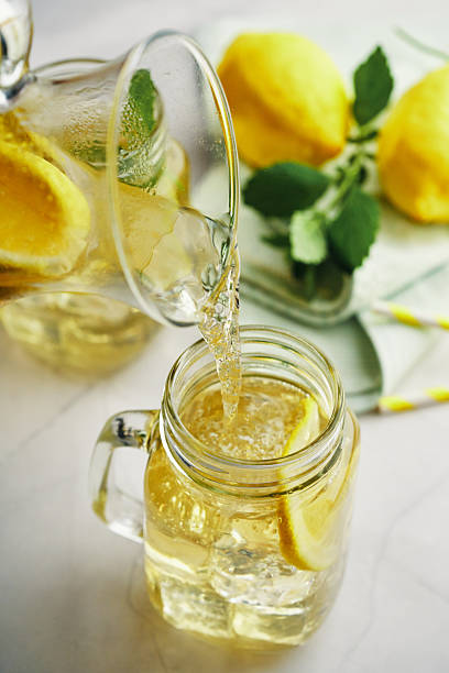 Ice Tea with Fresh Lemons and Mint