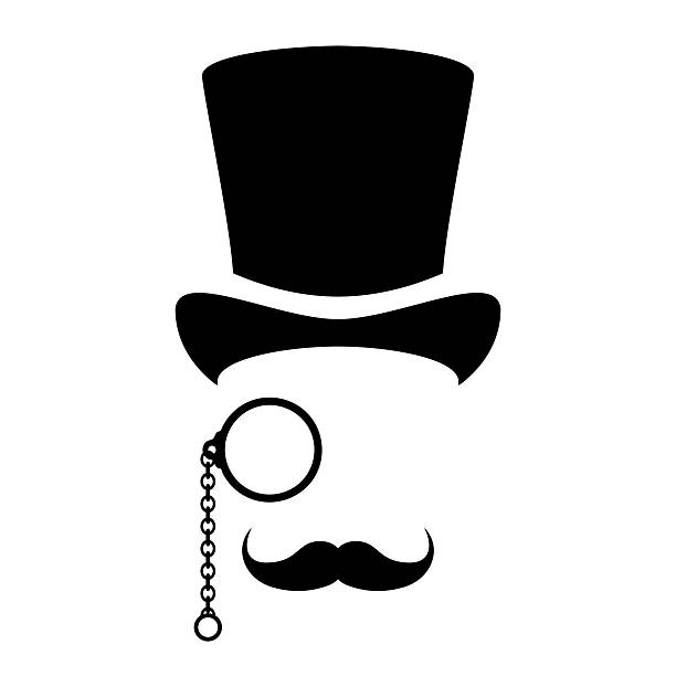 Old-fashioned face, gentleman retro look isolated on white background