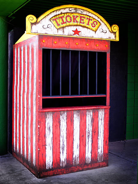 Old ticket booth at a carnival or circus selling ticket for rides and fun