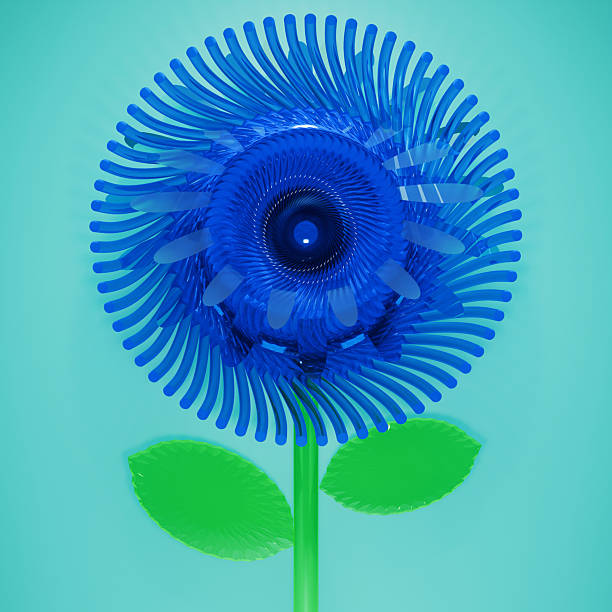 3d blue glass abstract flower