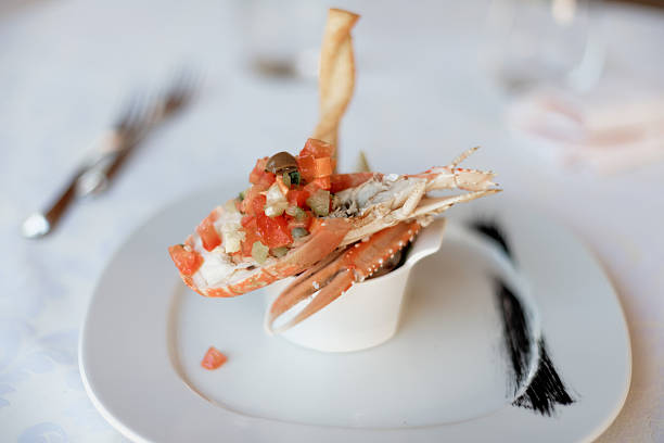 gourmet appetizers and ceremonial preparations, scampi and cured meats