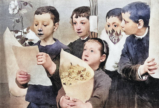 19th Century Painting: J Geoffroy, Birthday at the School