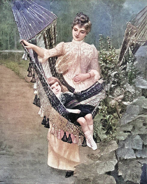 19th Century Painting: G Van Den Bos, The Hammock