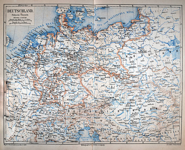 German history, map of Germany, 1875, Vintage illustration, German text