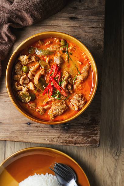 Authentic Thai Panaeng Curry with Pork and Steamed Jasmine Rice