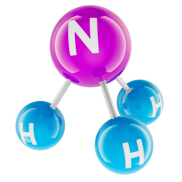 Ammonia NH3 molecule model ball and stick. 3D rendering isolated on white background