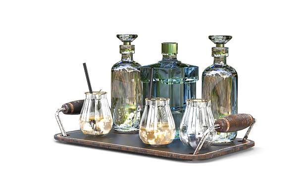 lemon vodka and glass bottles