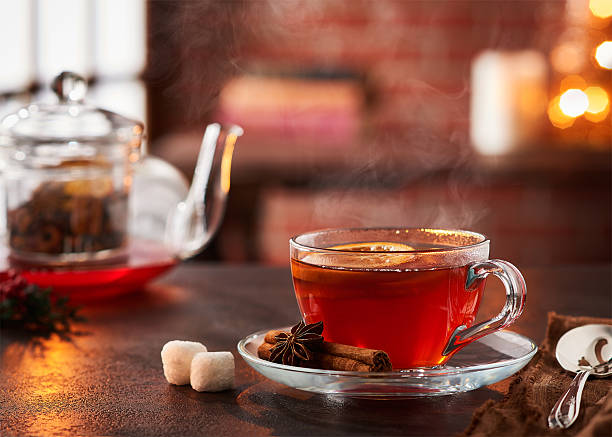 Hot Spiced Tea With Cinnamon, Lemon, and Star Anise