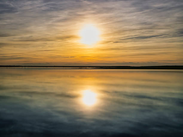 Reflection of the sunset on the lagoon