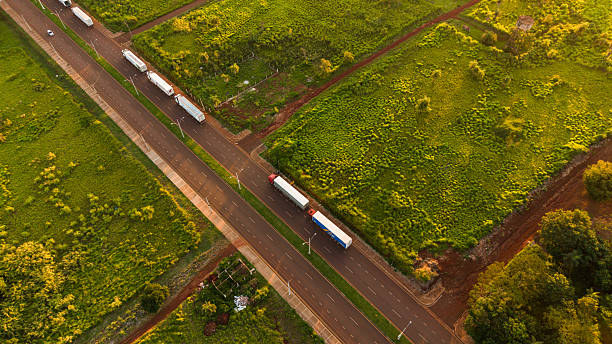 Logistics trucks at the Paraguay border