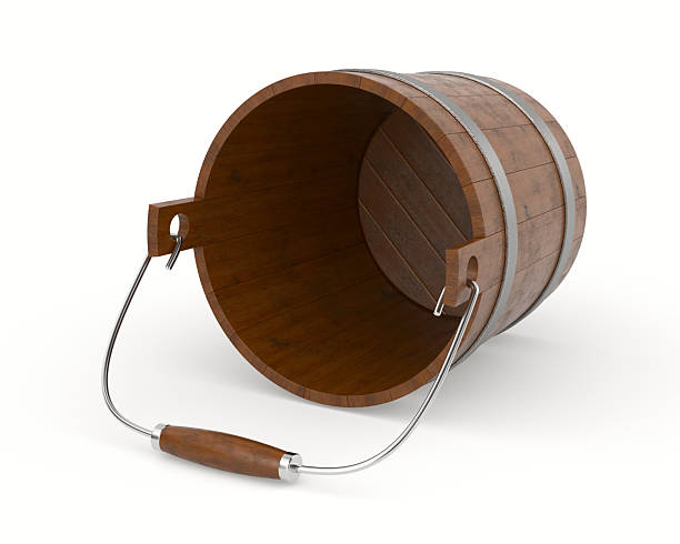Wooden bucket on white background. Isolated 3D illustration