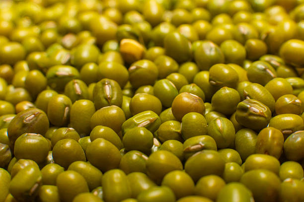 Healthy and nutritious mung beans. Isolated on a white background.