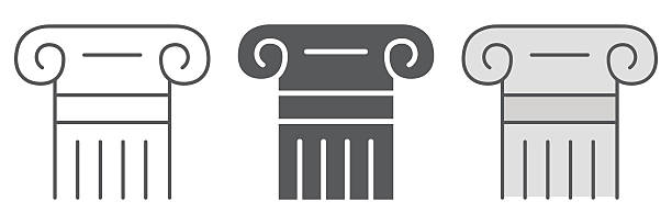 Greek column line icon, pillar and antique, legality sign, vector graphics, a linear pattern on a white background, eps 10.