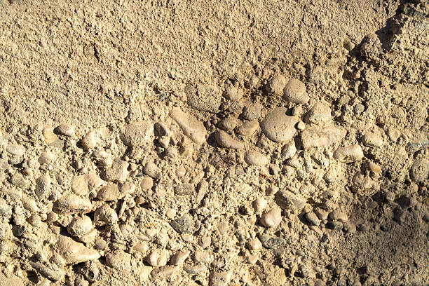 The cleaned foundation of a 100-year-old concrete house during the reconstruction of the house.