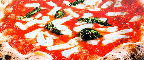 A close-up of a Neapolitan Margherita pizza