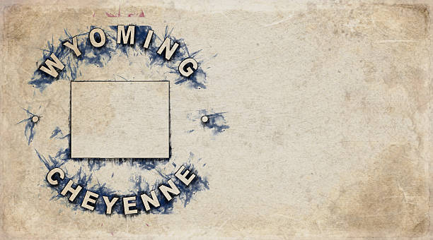 Wyoming Vintage Country Stamp Map on Worn Paper