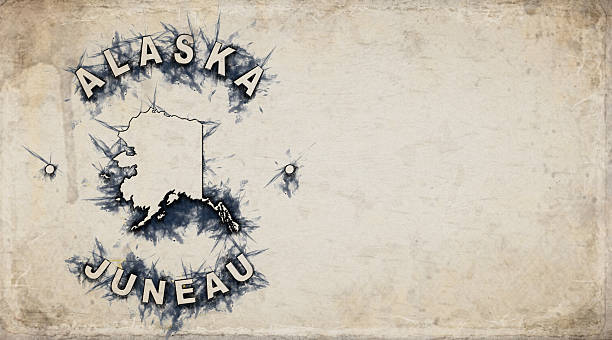 Alaska Vintage Country Stamp Map on Worn Paper
