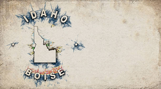 Idaho Vintage Country Stamp Map on Worn Paper