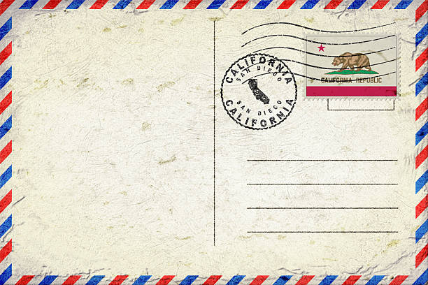 California San Diego Vintage Air Mail Envelope with Flag and Postmark