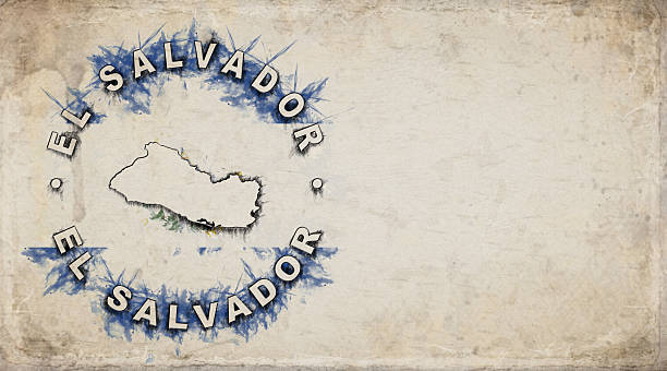 El Salvador Vintage Country Stamp Map on Worn Paper