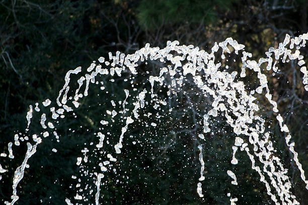 close up of falling drops of water coming from a neighborhood lake fountain