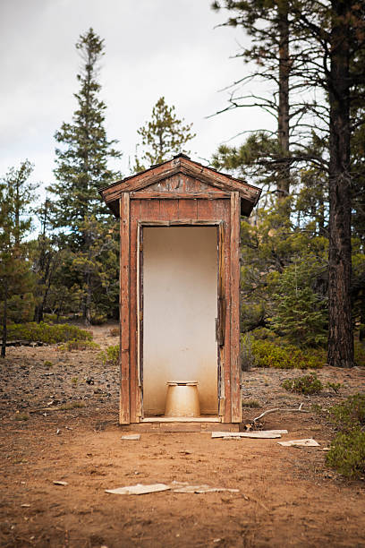 Backcountry outhouse without a door, Mountain biking in Red Canyon, Dixie National Forest, Utah