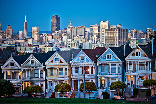 Painted Ladies - historic architecture at Alamo Square, San Francisco.