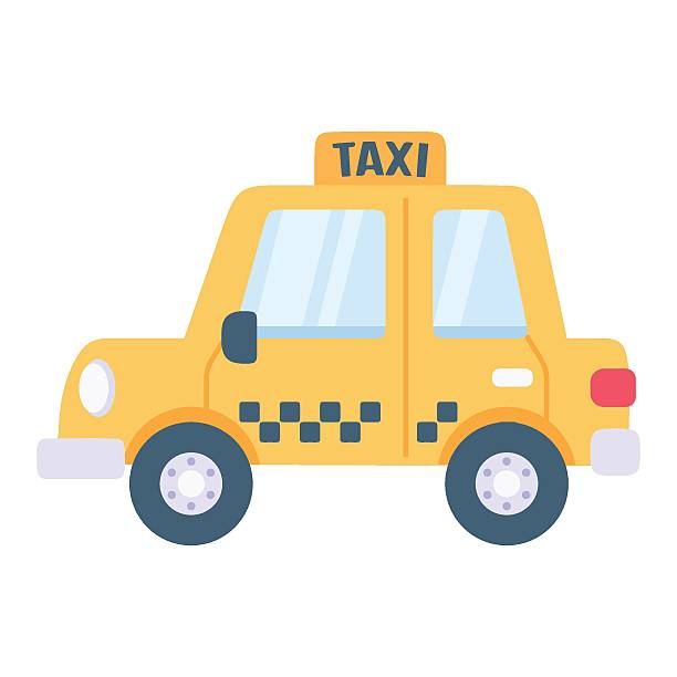 Yellow Taxi Cartoon Illustration for Children's Books and Transportation Graphics