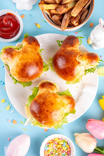 Delicious rabbit bunny shaped sandwich burgers for Easter