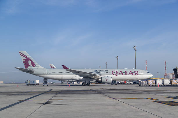 Doha, Qatar - February 10, 2026 : Qatar Airways Airbus A330-300 at Hamad International Airport in Doha, Qatar.