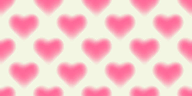 Seamless mesh gradient background with blurred pink hearts on a soft cream backdrop. Dreamy pastel texture with romantic y2k mood, perfect for wallpapers, packaging, stationery, textiles, and cards.