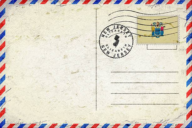 New Jersey Elizabeth Vintage Air Mail Envelope with Flag and Postmark