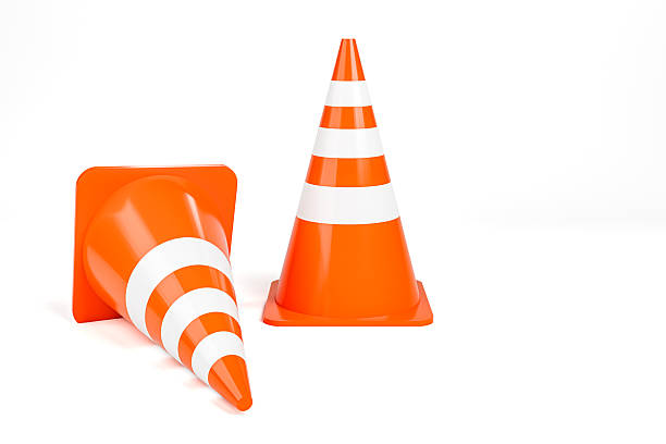 Isometric seamless pattern of safety cone. 3d illustration.