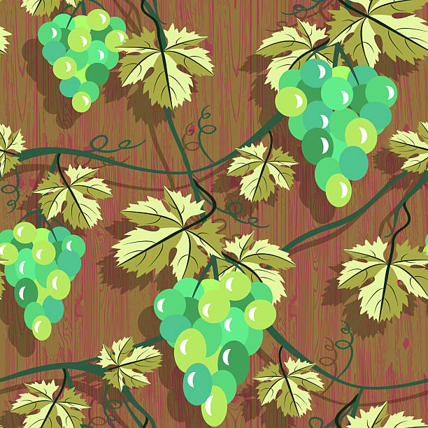 Vector - grape berries with leaves seamless pattern.